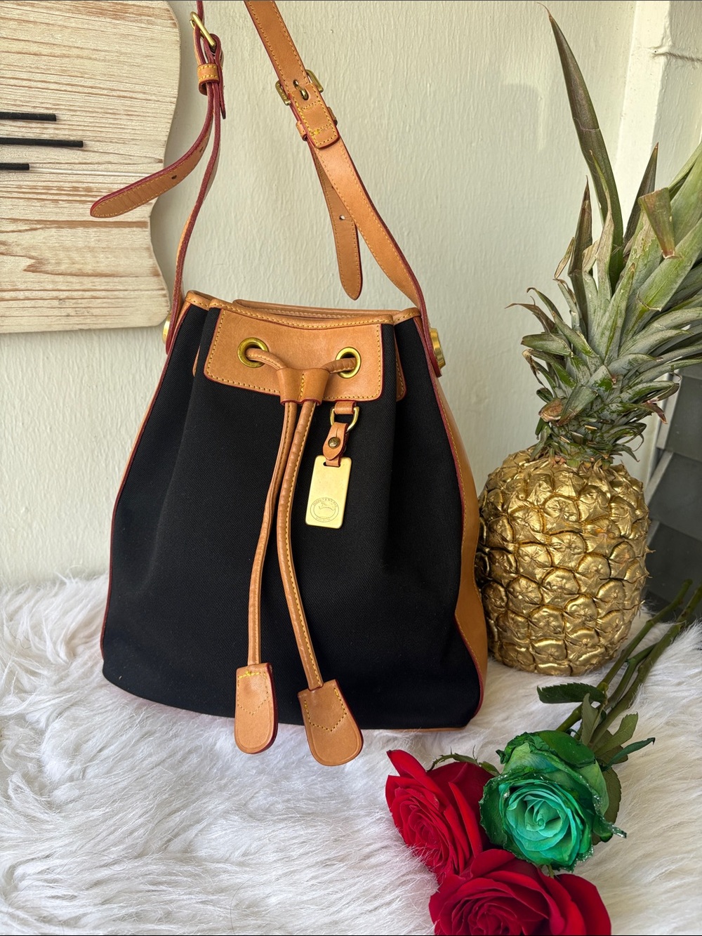 Classic Black Dooney &Bourke  Cabriolet Drawstring Bucket